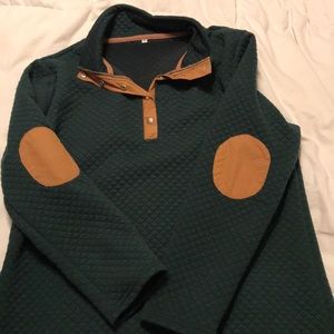 Hunter green tunic with elbow patches
